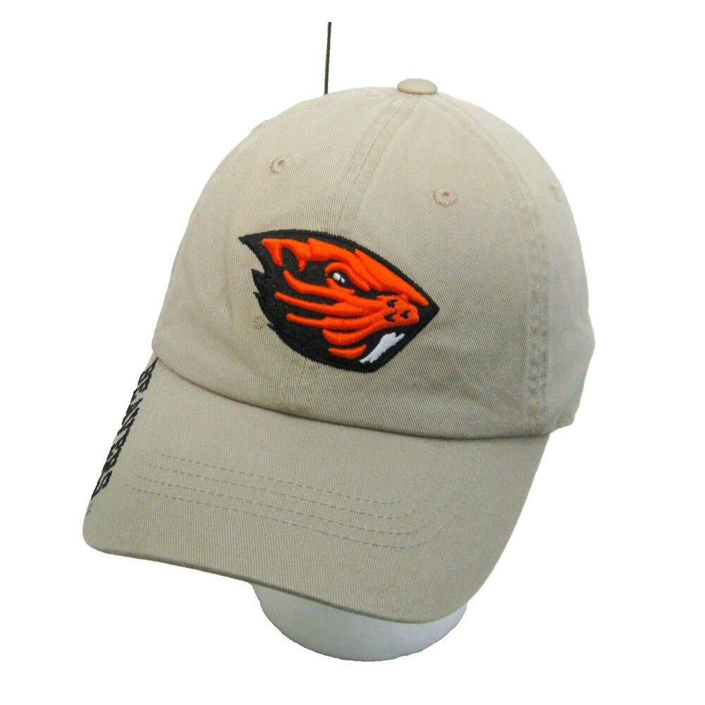 Oregon State Beavers Mens Beige Baseball Cap Canvas Hat Adjustable College Logo
